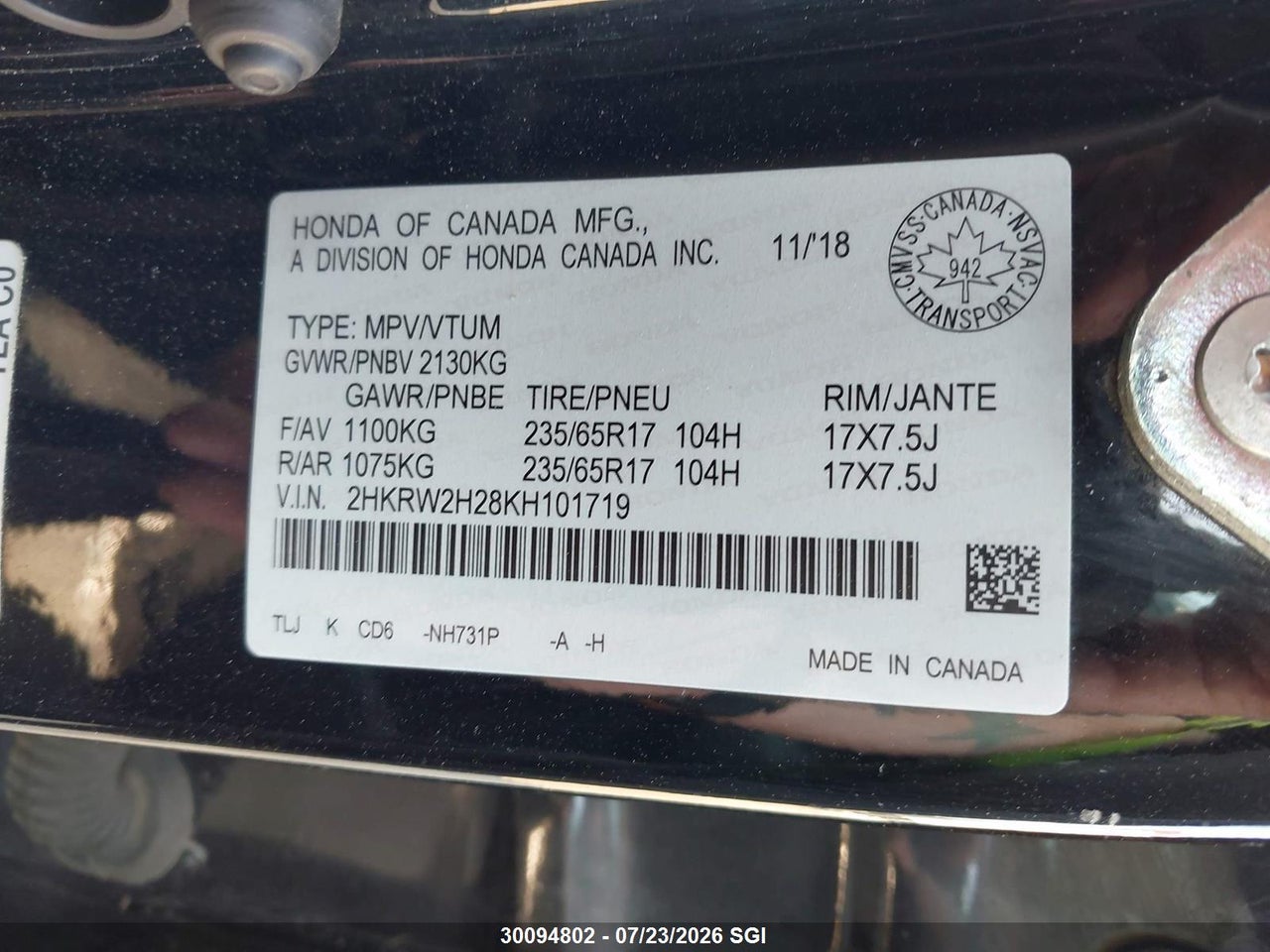 2019 HONDA CR-V LX thumbnail 10