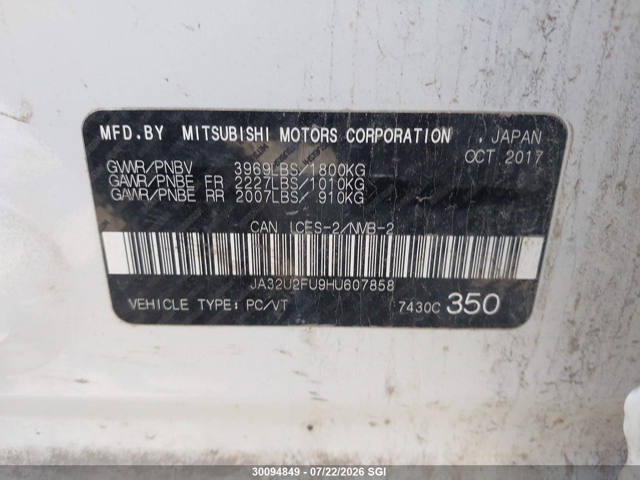 2017 MITSUBISHI LANCER ES thumbnail 10