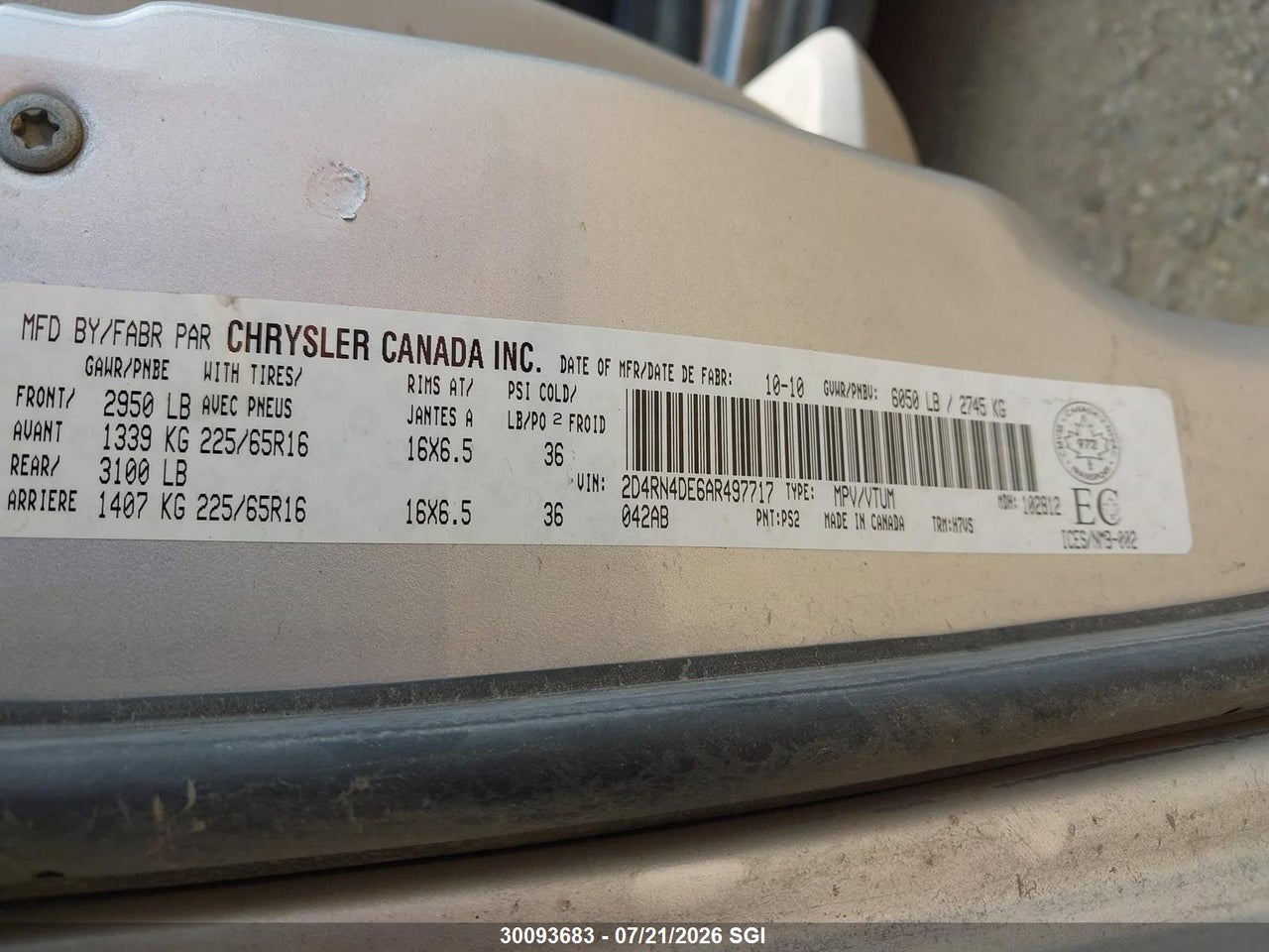 2010 DODGE GRAND CARAVAN SE thumbnail 10