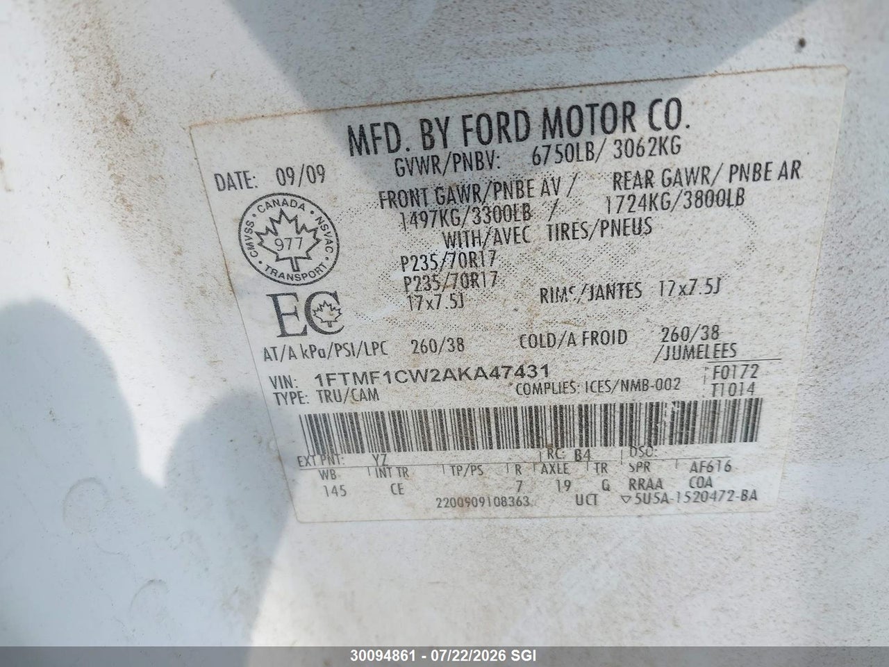 2010 FORD F150 thumbnail 10