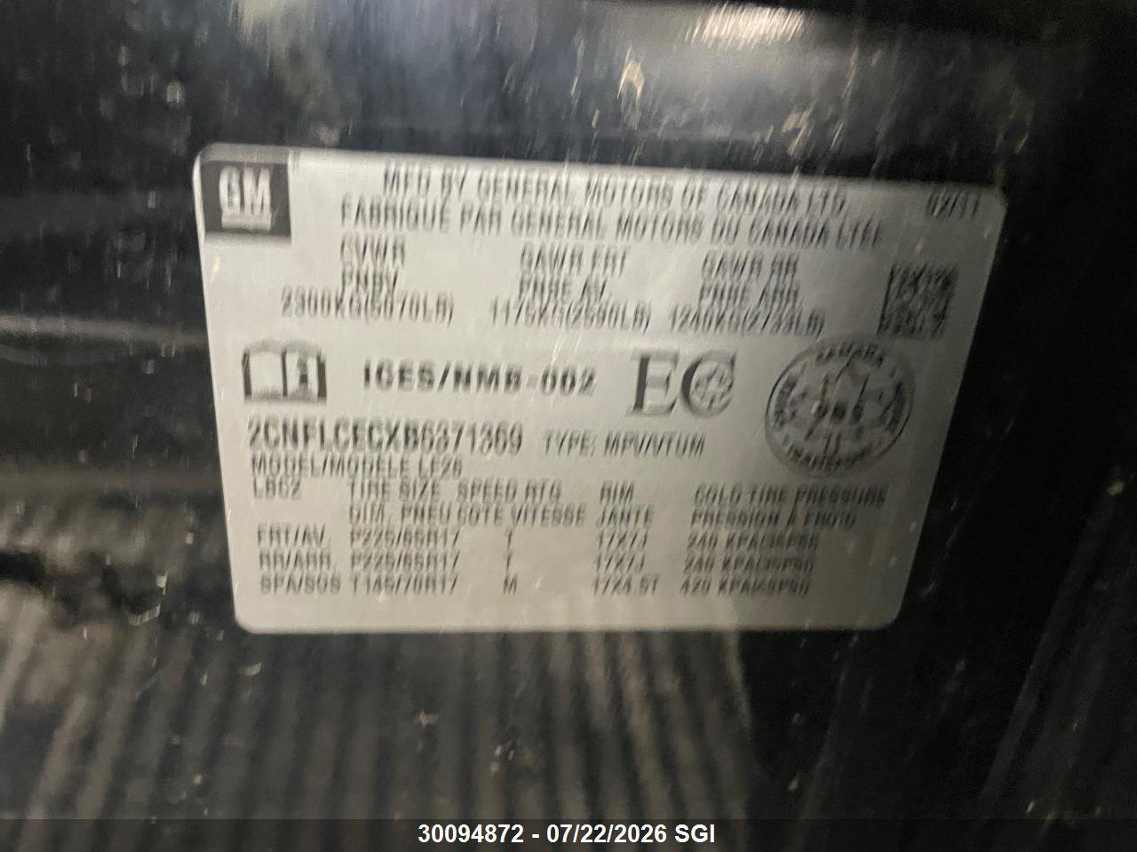 2011 CHEVROLET EQUINOX LS thumbnail 8