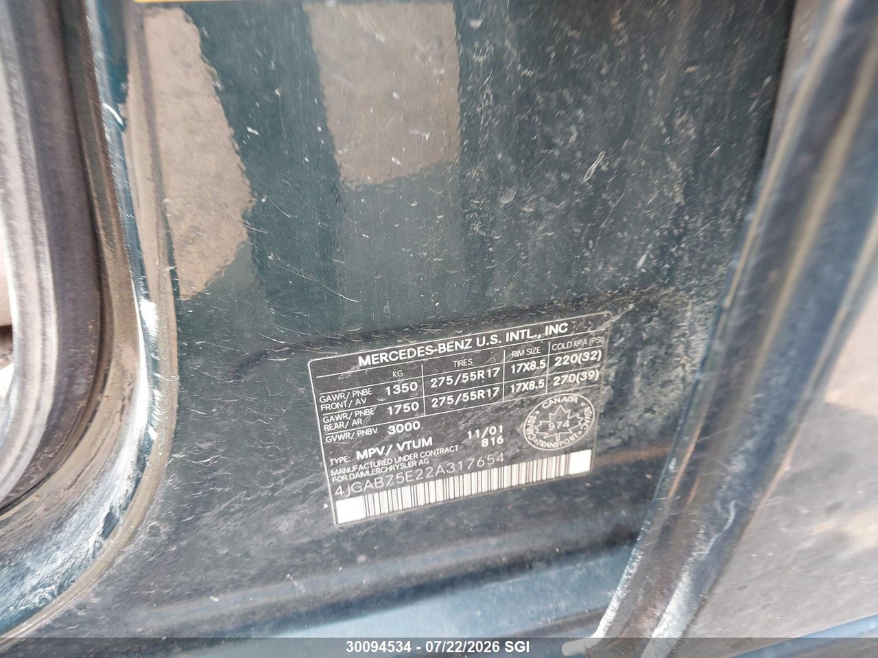 2002 MERCEDES BENZ ML 500 4MATIC thumbnail 10