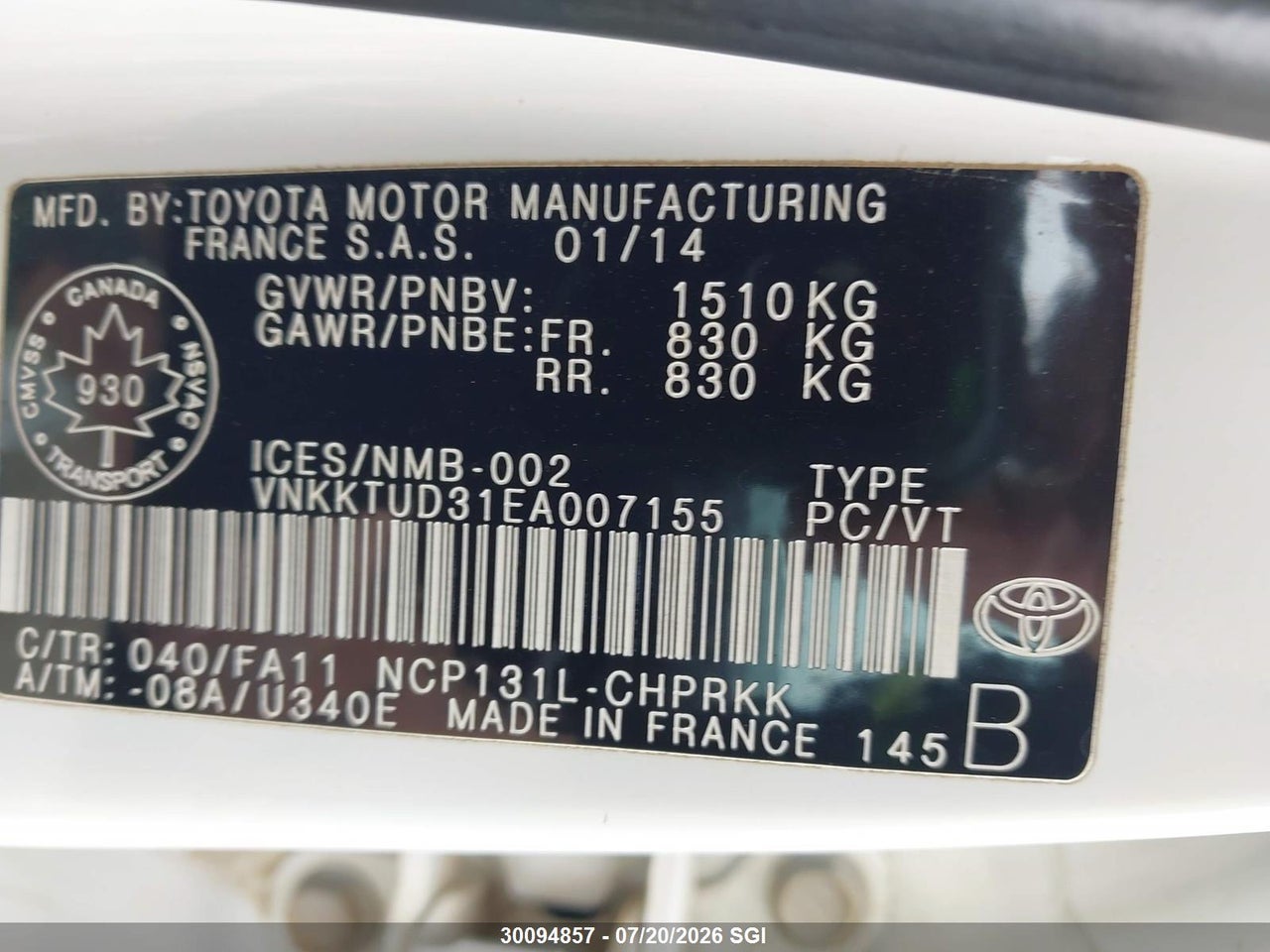 2014 TOYOTA YARIS thumbnail 10