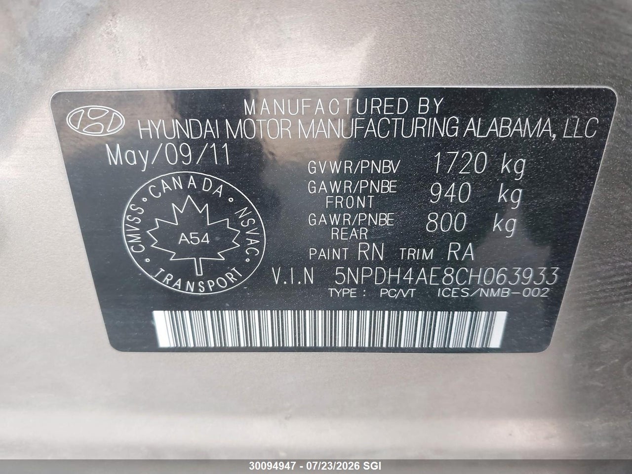 2012 HYUNDAI ELANTRA GLS/LIMITED thumbnail 10