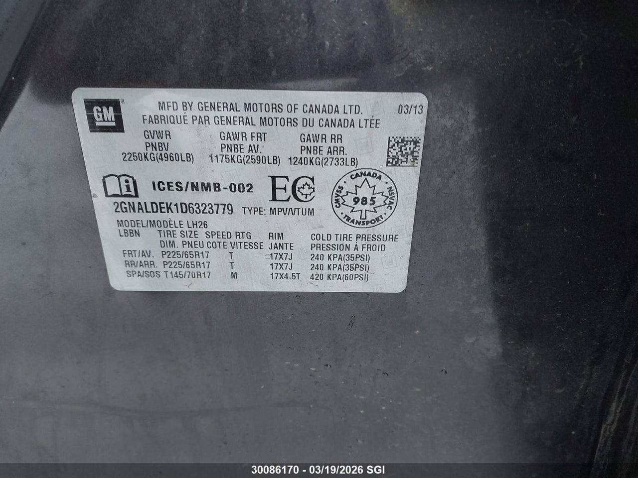2013 CHEVROLET EQUINOX LT thumbnail 10
