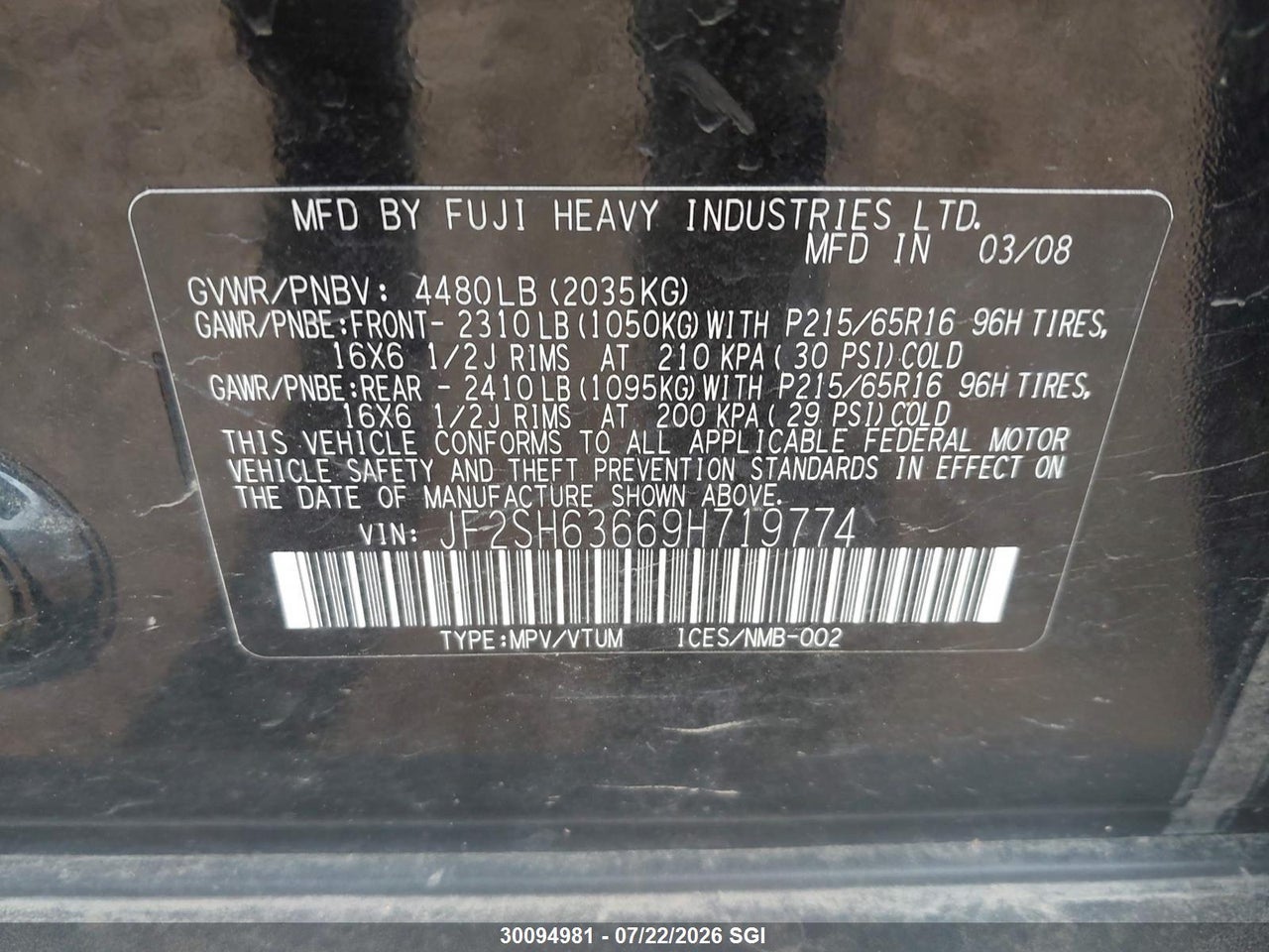 2009 SUBARU FORESTER 2.5X PREMIUM thumbnail 10