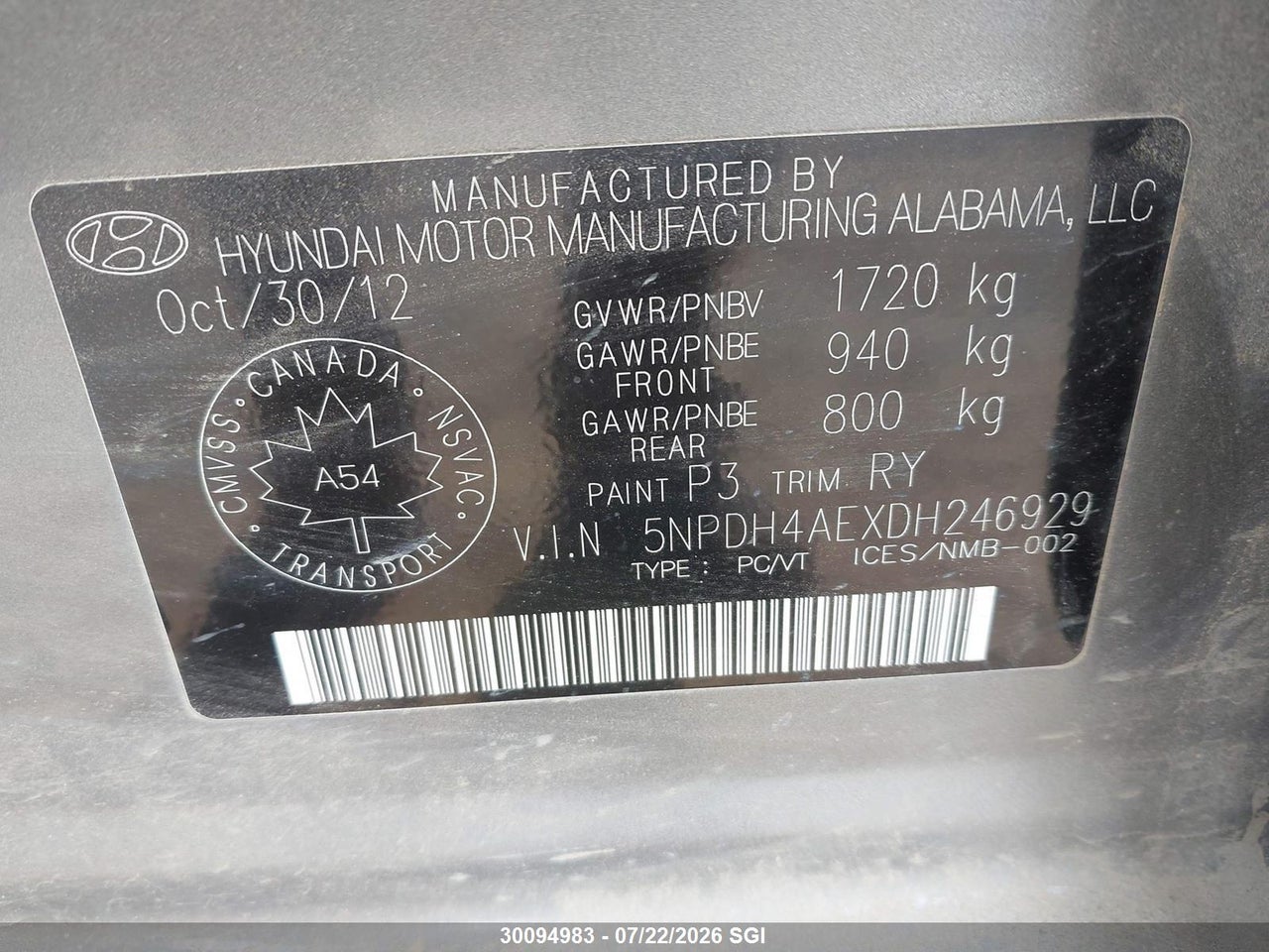 2013 HYUNDAI ELANTRA GLS/LIMITED thumbnail 10