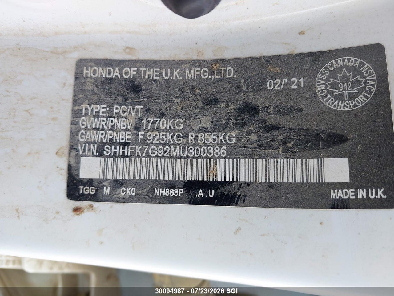 2021 HONDA CIVIC SPORT TOURING thumbnail 10
