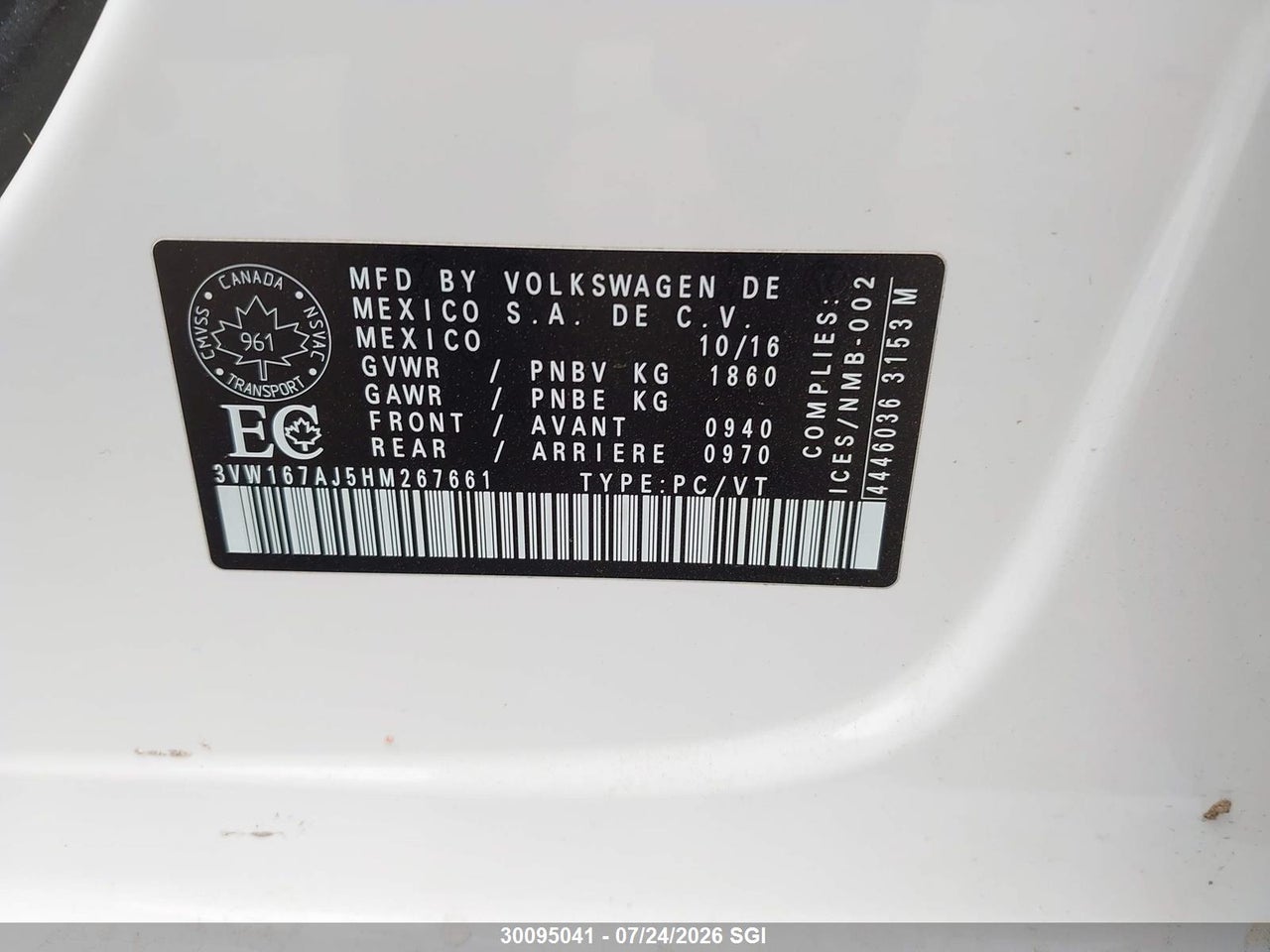 2017 VOLKSWAGEN JETTA S thumbnail 10