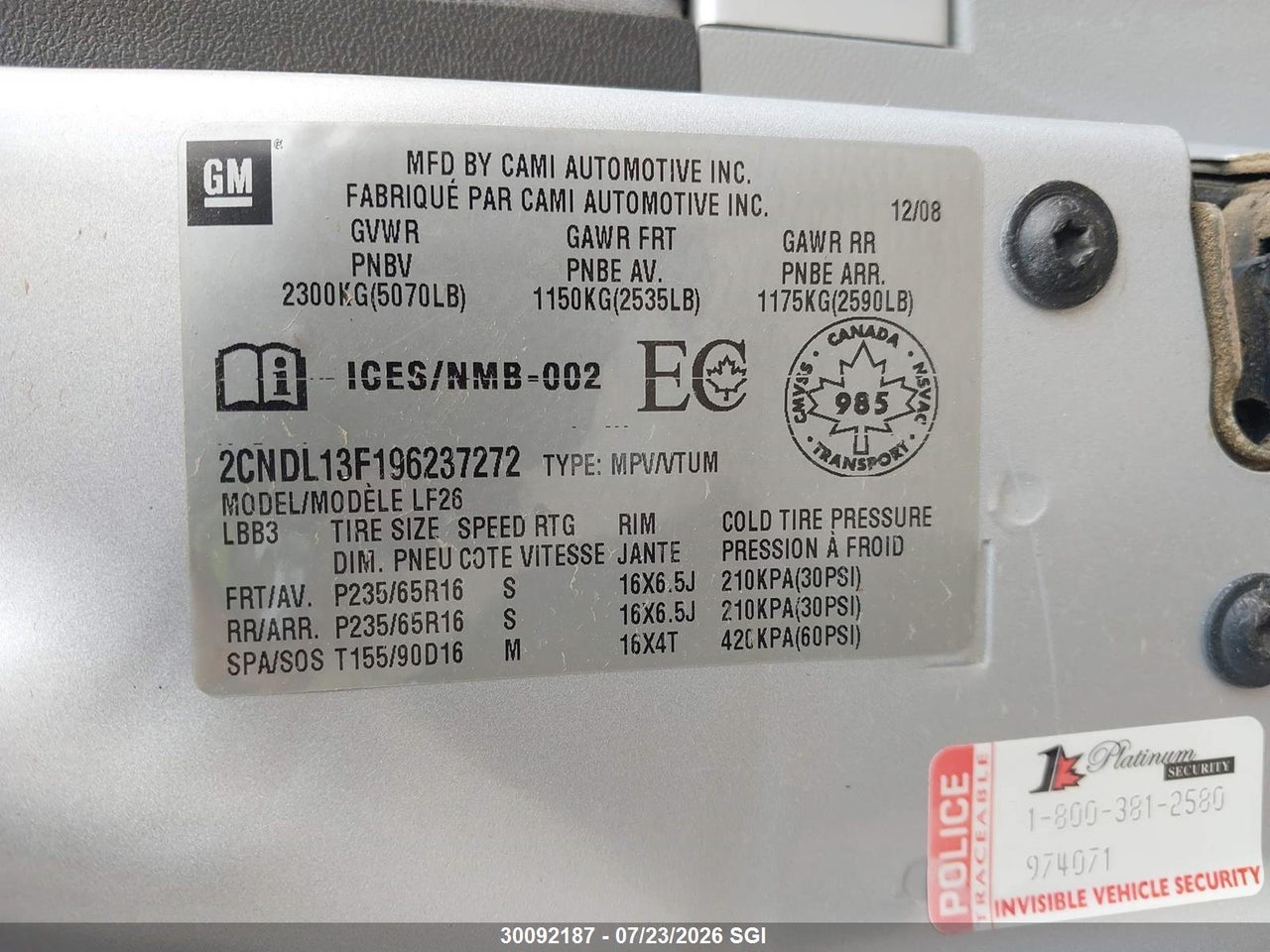 2009 CHEVROLET EQUINOX LS thumbnail 10