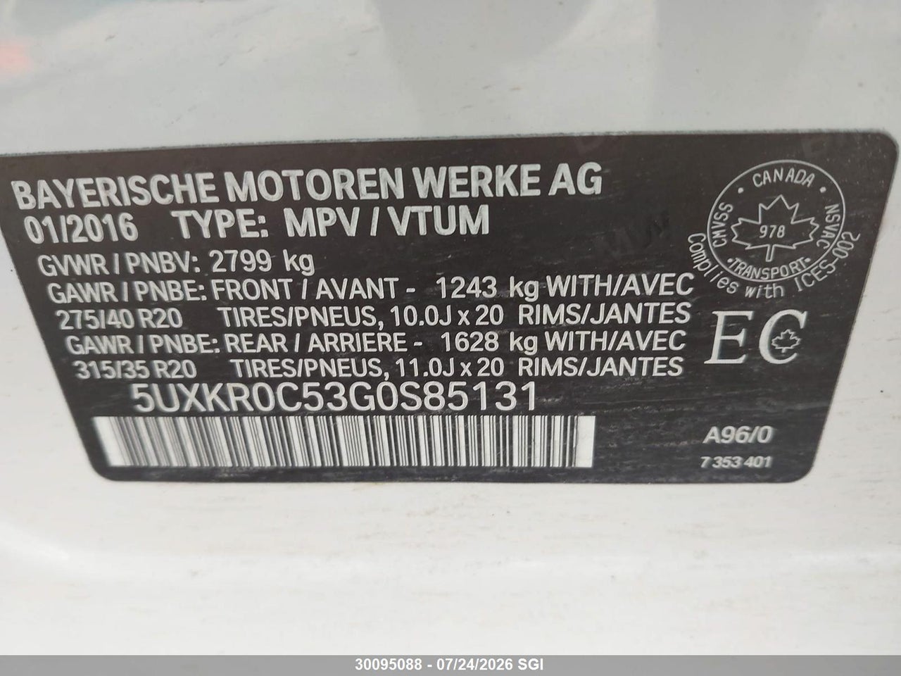 2016 BMW X5 XDRIVE35I thumbnail 10