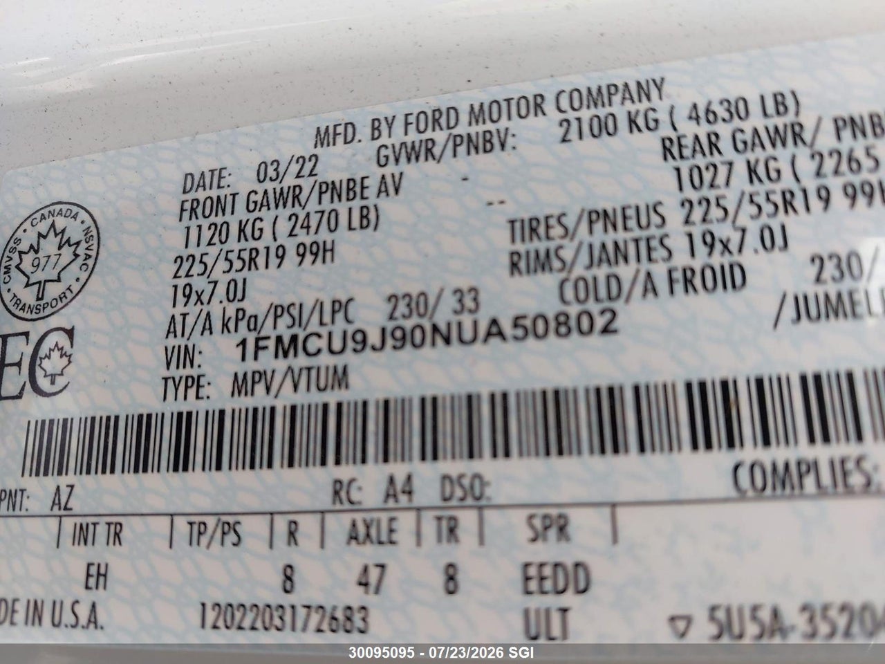 2022 FORD ESCAPE TITANIUM thumbnail 10