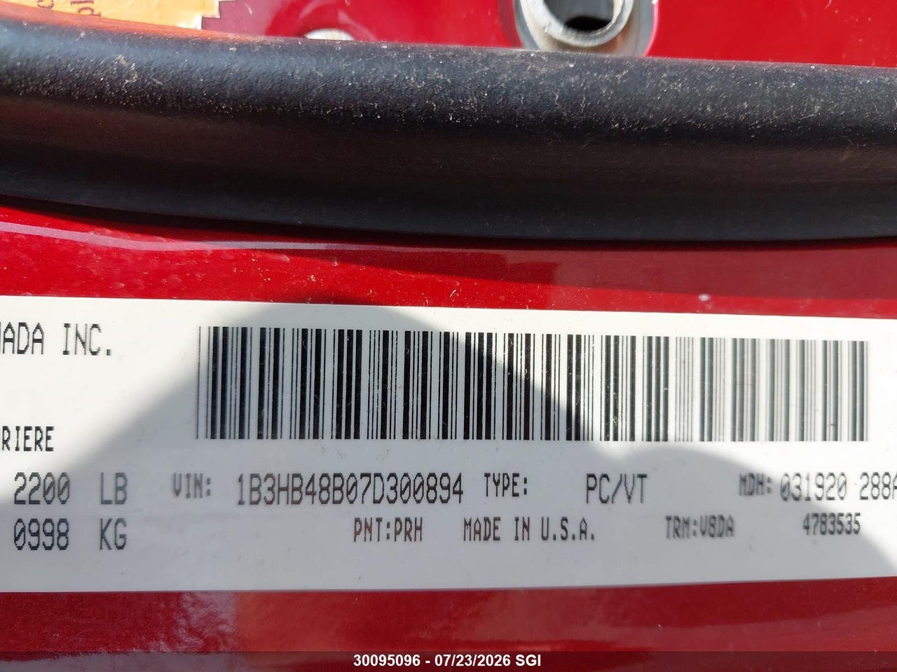 2007 DODGE CALIBER SXT thumbnail 10
