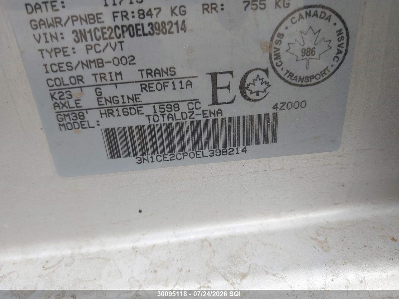 2014 NISSAN VERSA NOTE S/S PLUS/SV/SL thumbnail 10