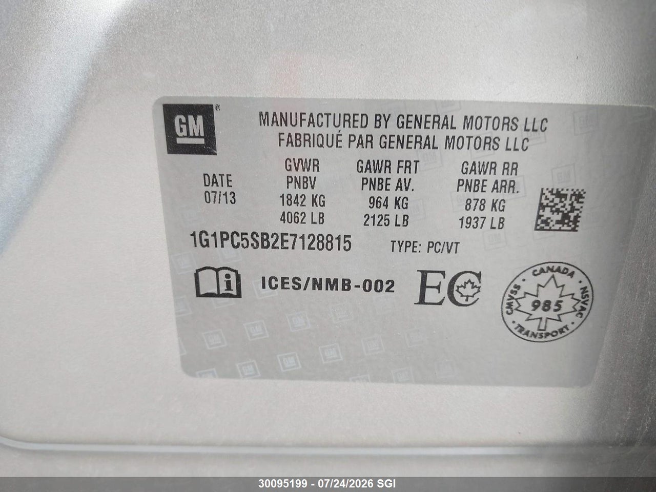 2014 CHEVROLET CRUZE LT thumbnail 10