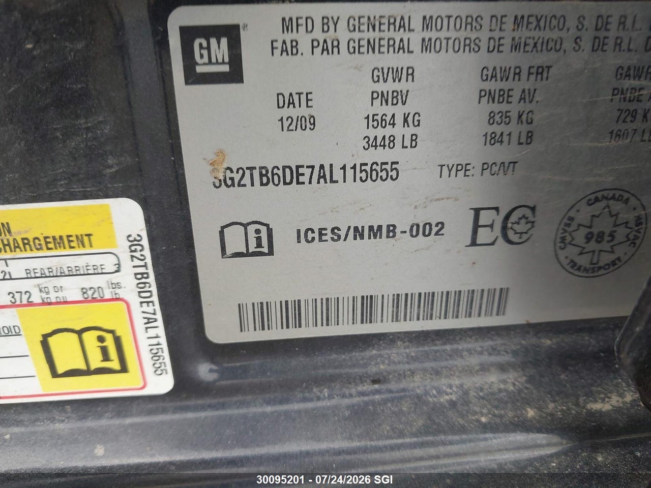 2010 PONTIAC G3 WAVE thumbnail 10