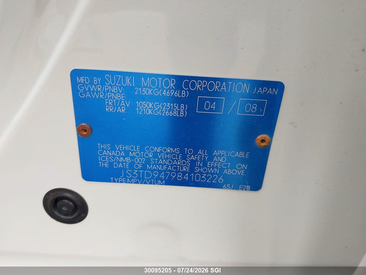 2008 SUZUKI GRAND VITARA LUXURY thumbnail 10