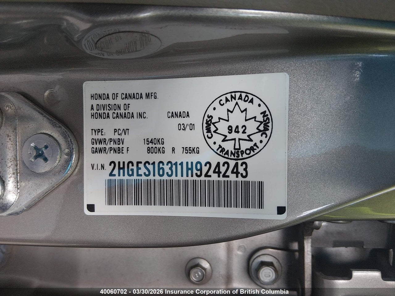2001 HONDA CIVIC DX thumbnail 10