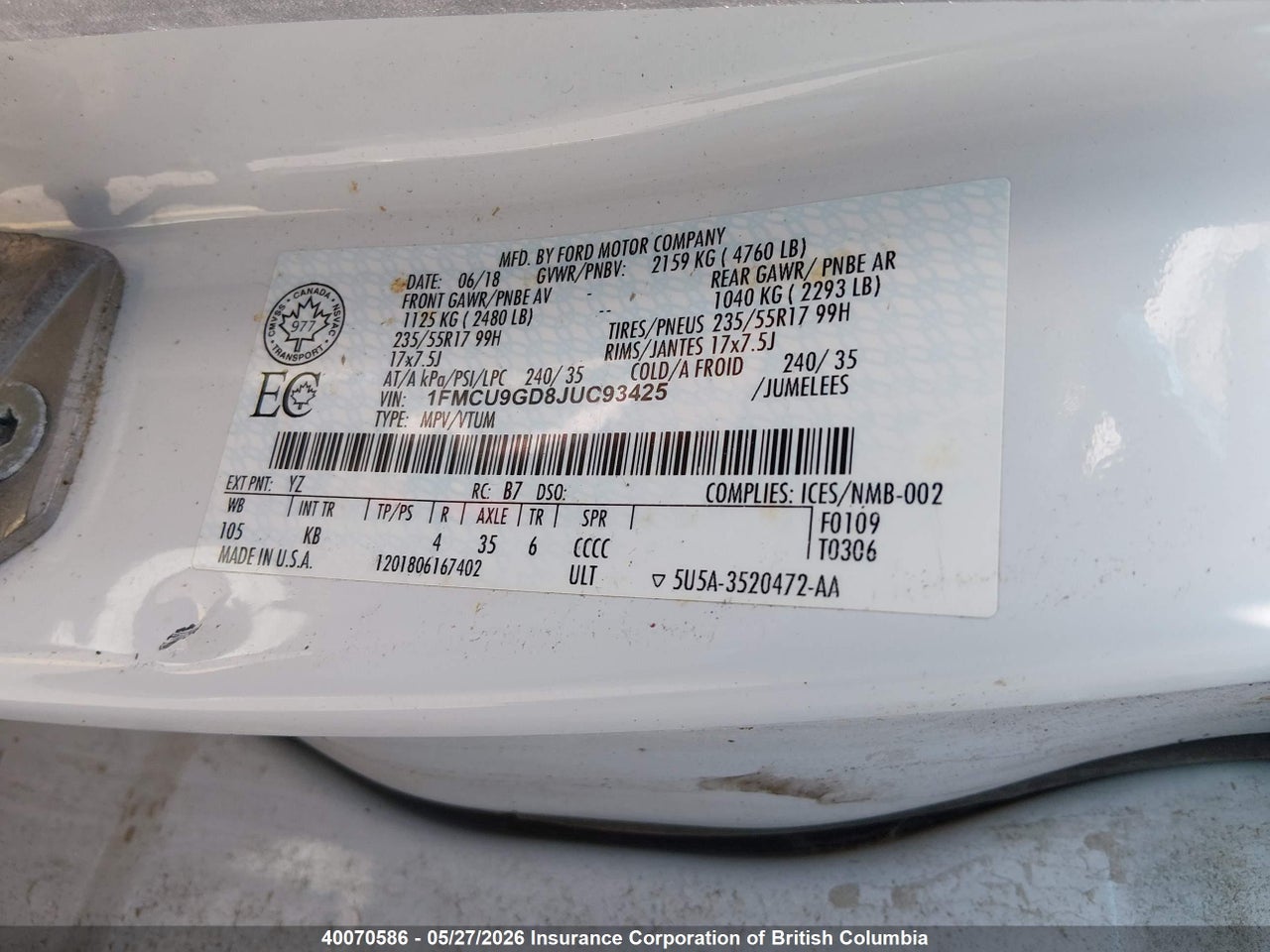 2018 FORD ESCAPE SE thumbnail 10