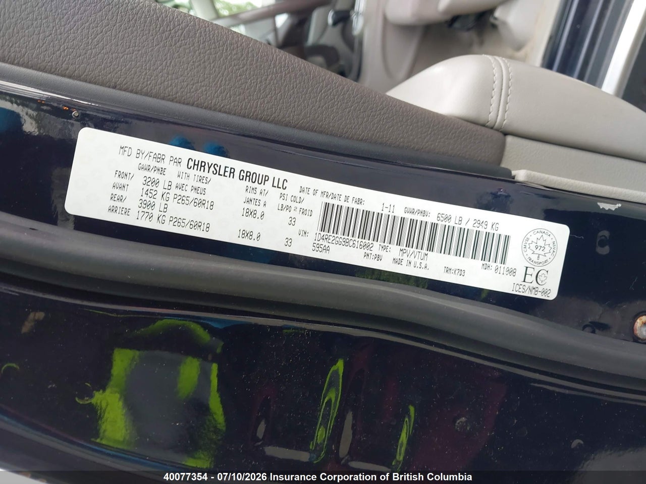 2011 DODGE DURANGO SXT thumbnail 10