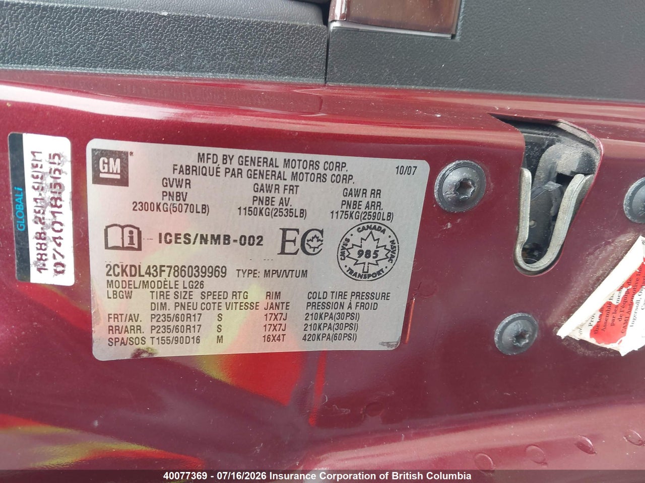 2008 PONTIAC TORRENT thumbnail 10