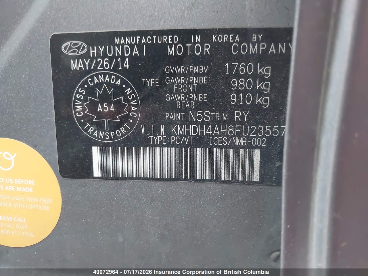 2015 HYUNDAI ELANTRA SE/SPORT/LIMITED thumbnail 10