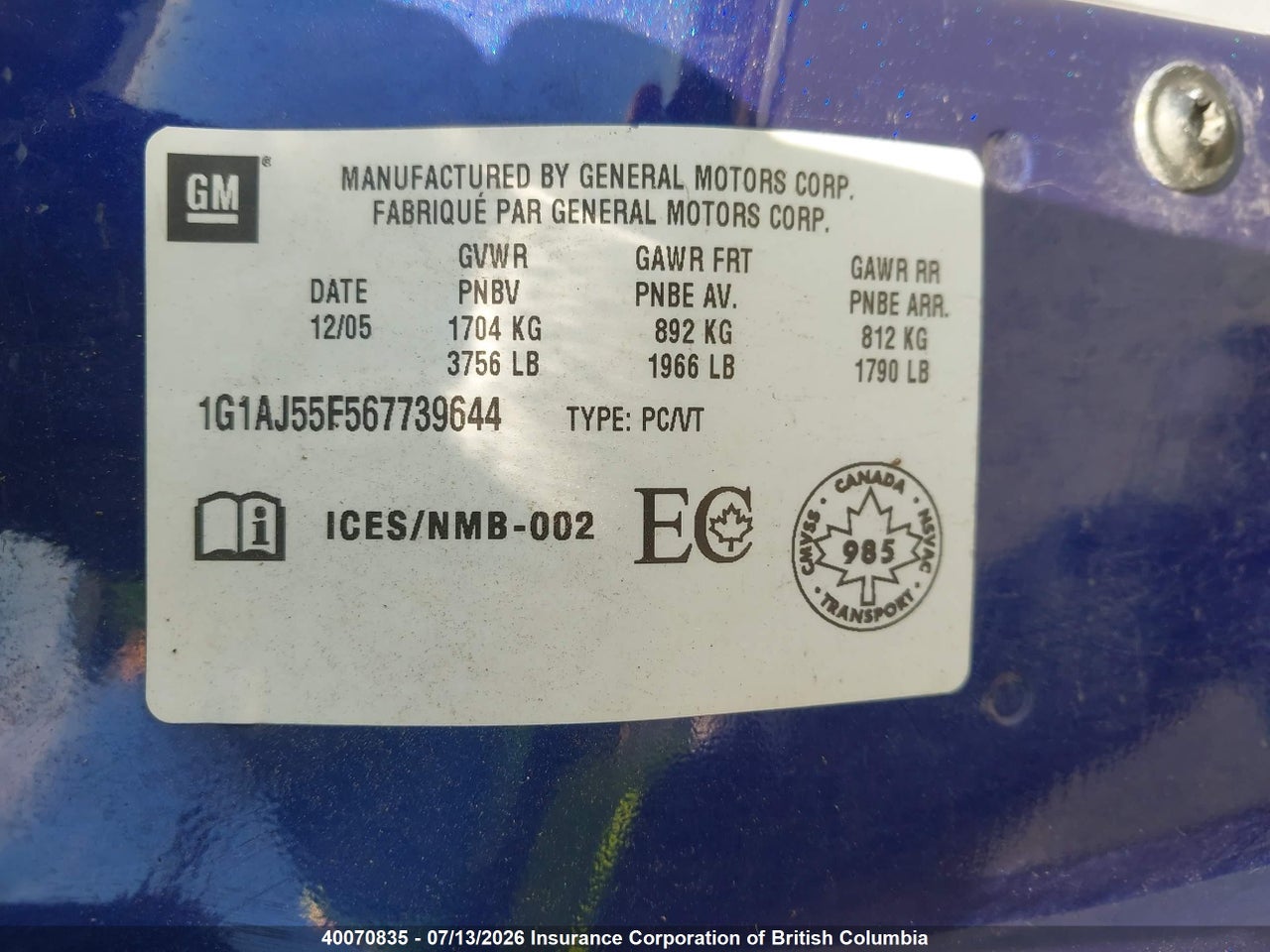 2006 CHEVROLET COBALT LS thumbnail 10