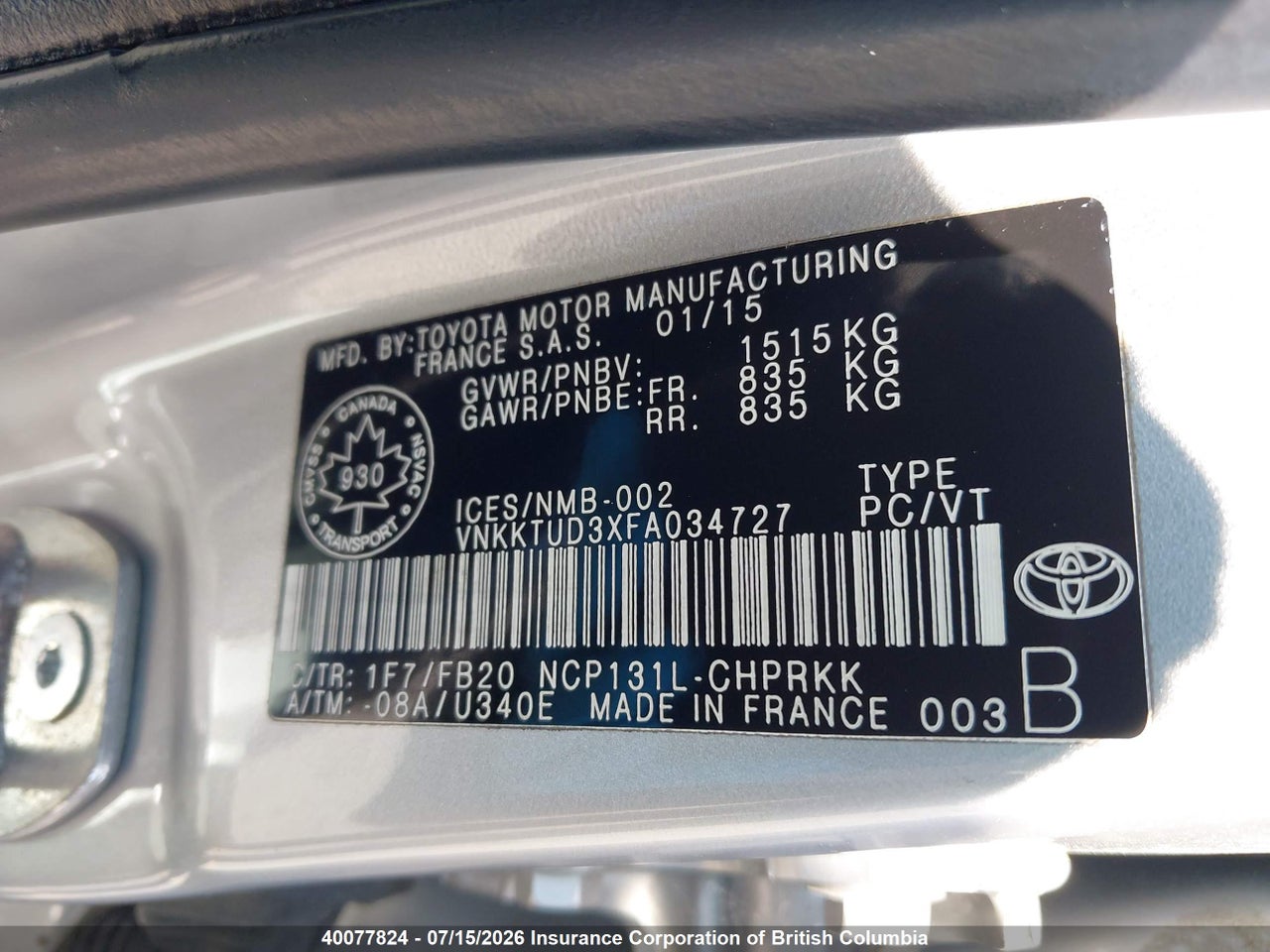 2015 TOYOTA YARIS thumbnail 10