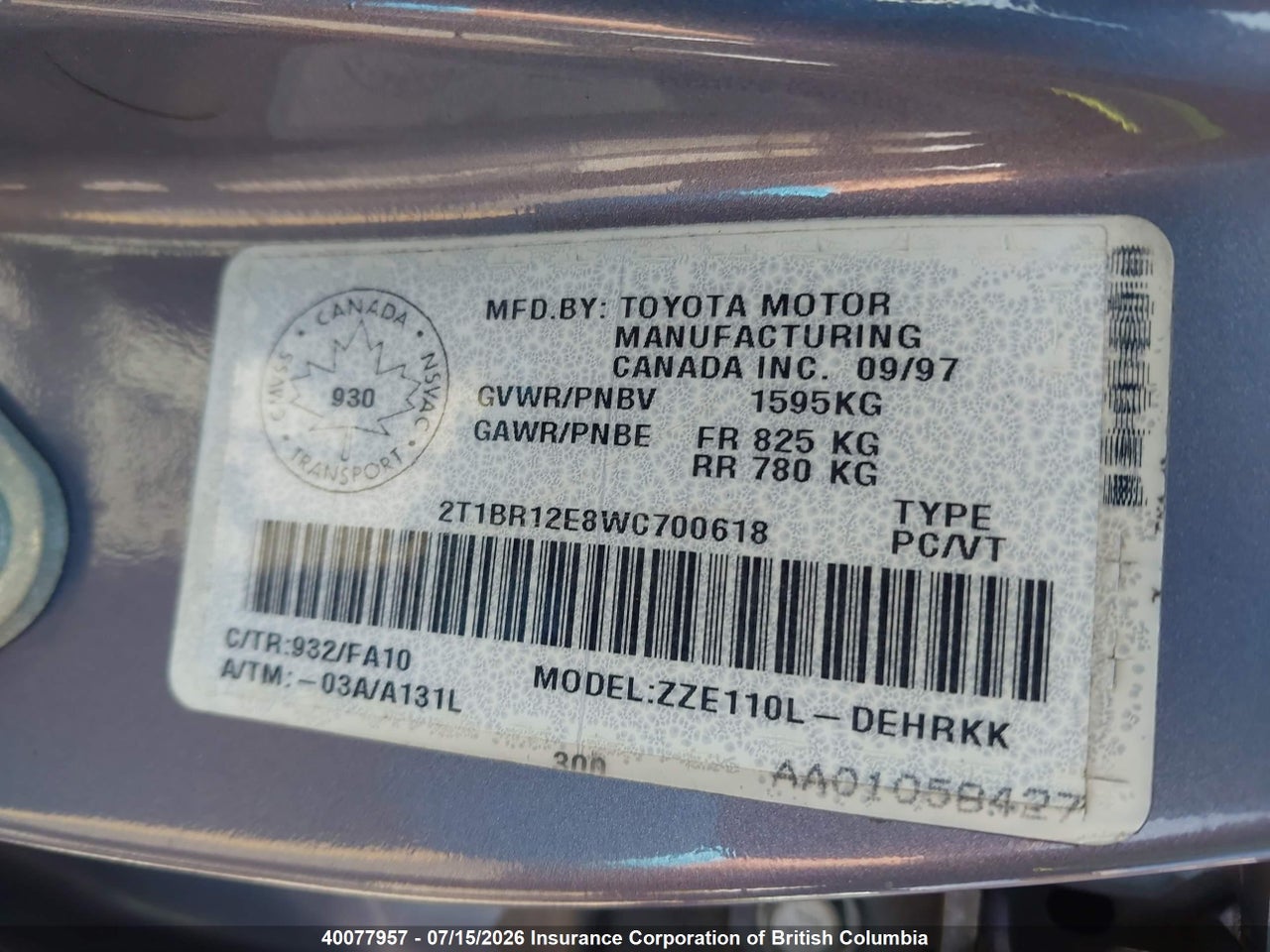 1998 TOYOTA COROLLA VE/CE/LE thumbnail 10