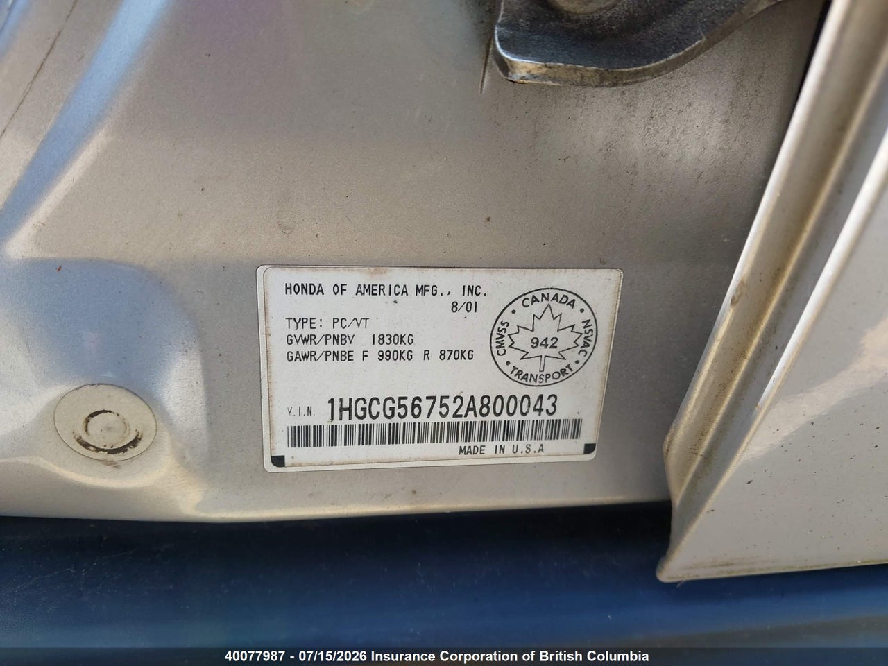 2002 HONDA ACCORD SE thumbnail 10