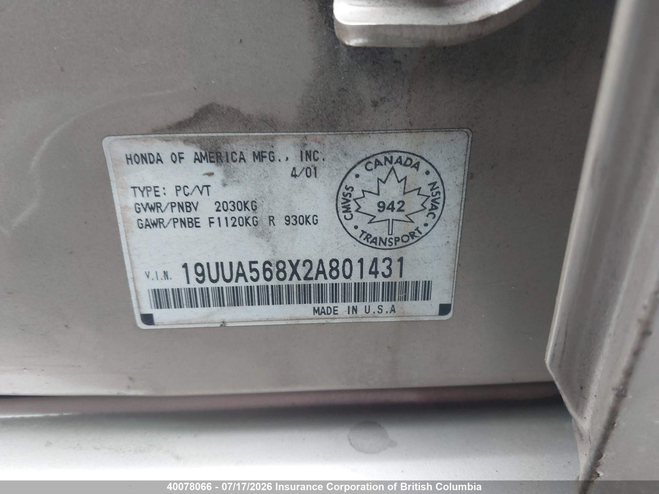 2002 ACURA 3.2TL thumbnail 10