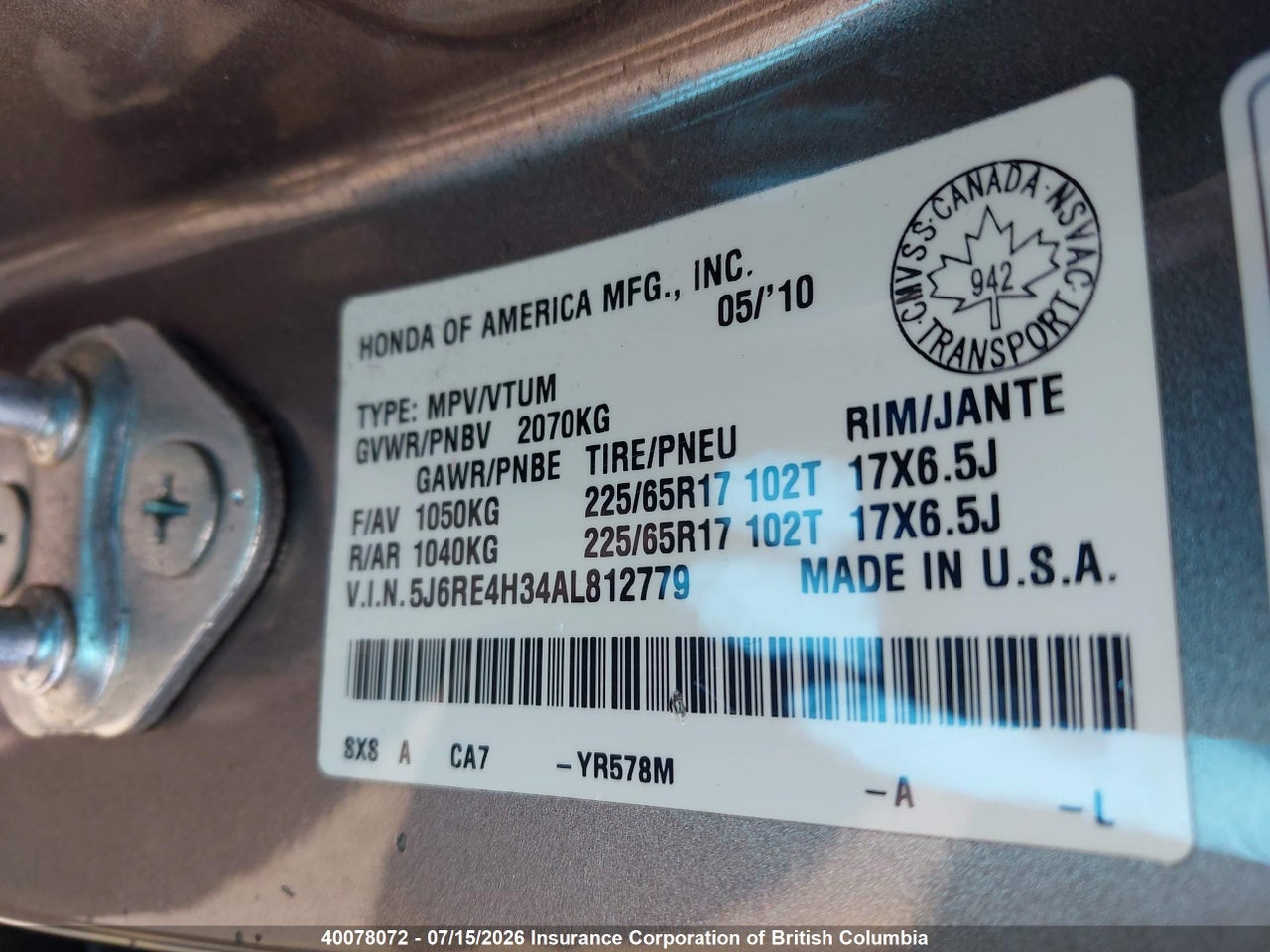 2010 HONDA CR-V thumbnail 10