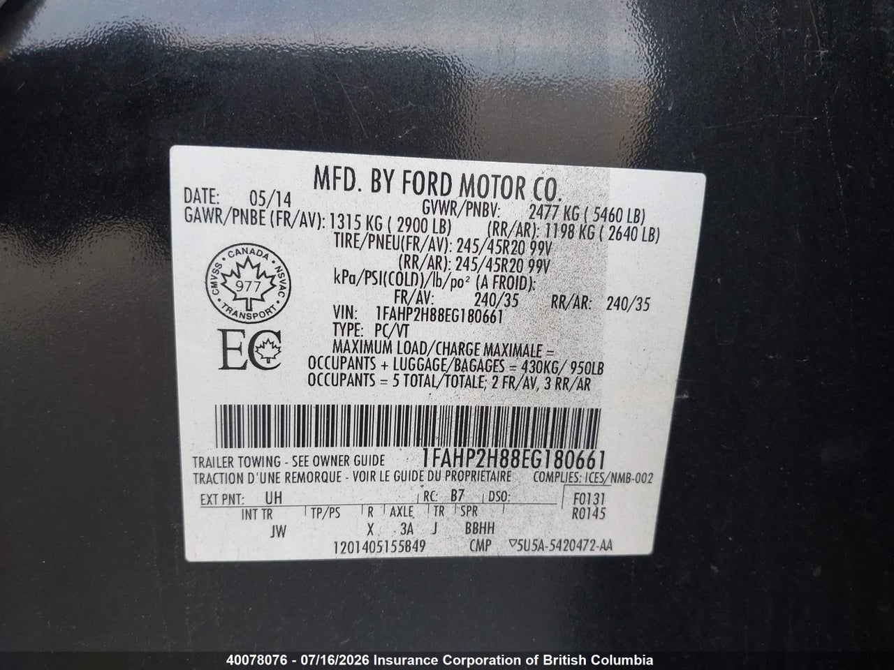 2014 FORD TAURUS SEL thumbnail 10