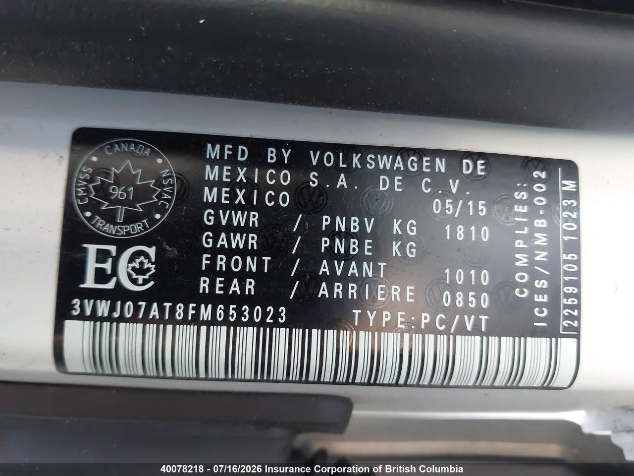 2015 VOLKSWAGEN BEETLE 1.8T thumbnail 10