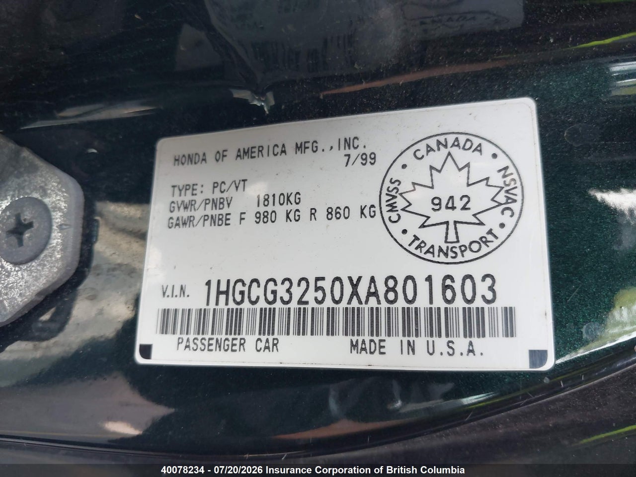 1999 HONDA ACCORD EX thumbnail 10
