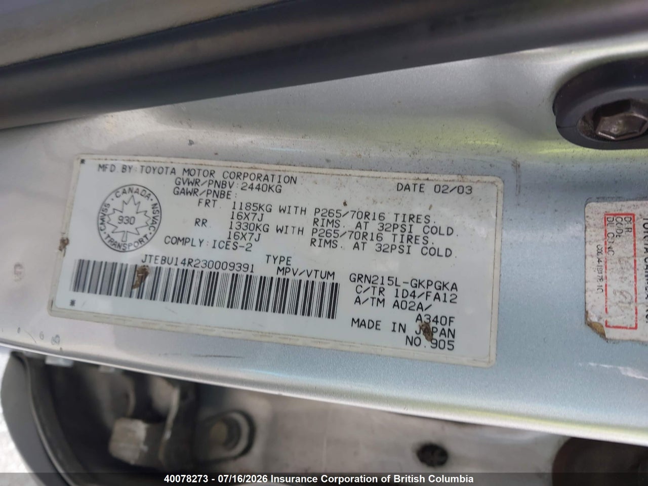2003 TOYOTA 4RUNNER SR5/SPORT thumbnail 10