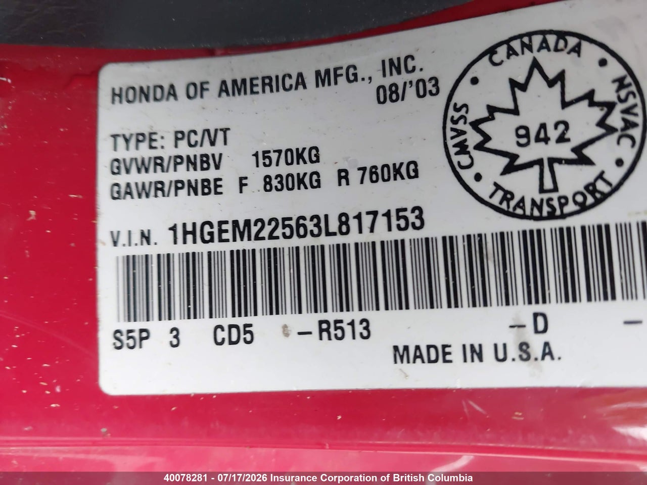 2003 HONDA CIVIC thumbnail 10