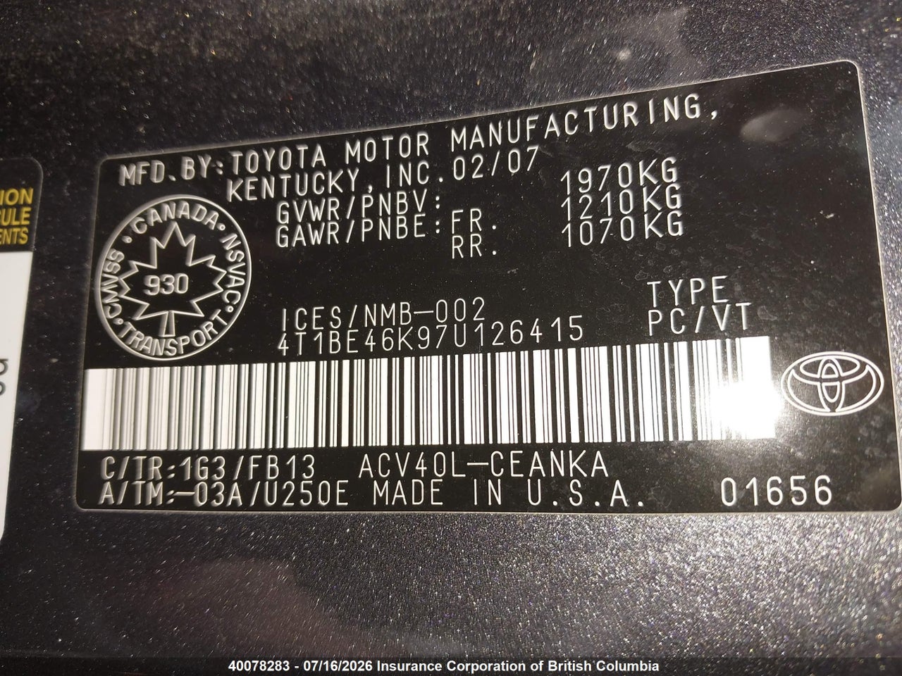 2007 TOYOTA CAMRY thumbnail 10