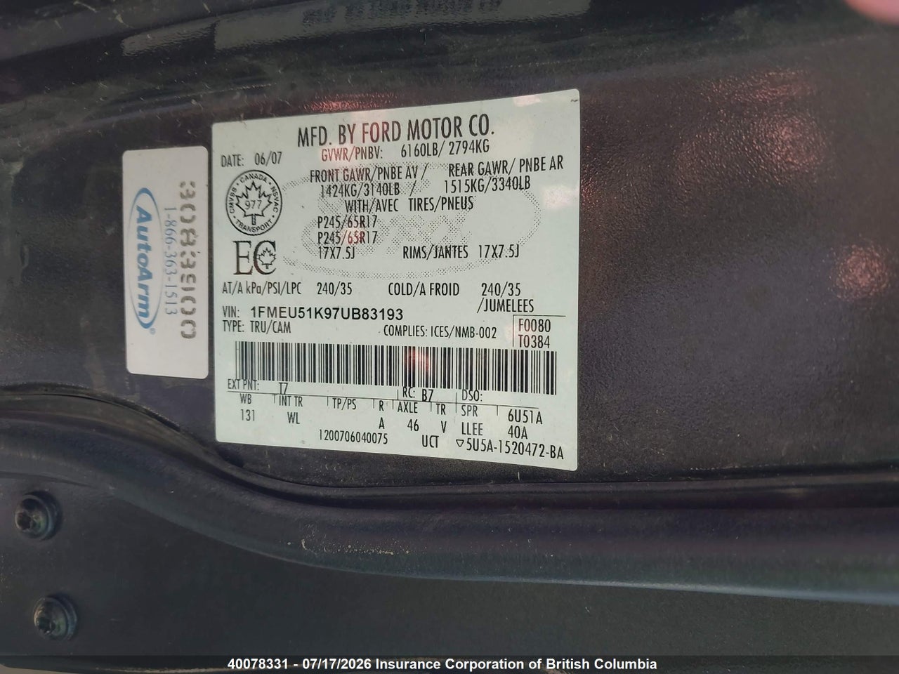 2007 FORD EXPLORER SPORT TRAC XLT thumbnail 10