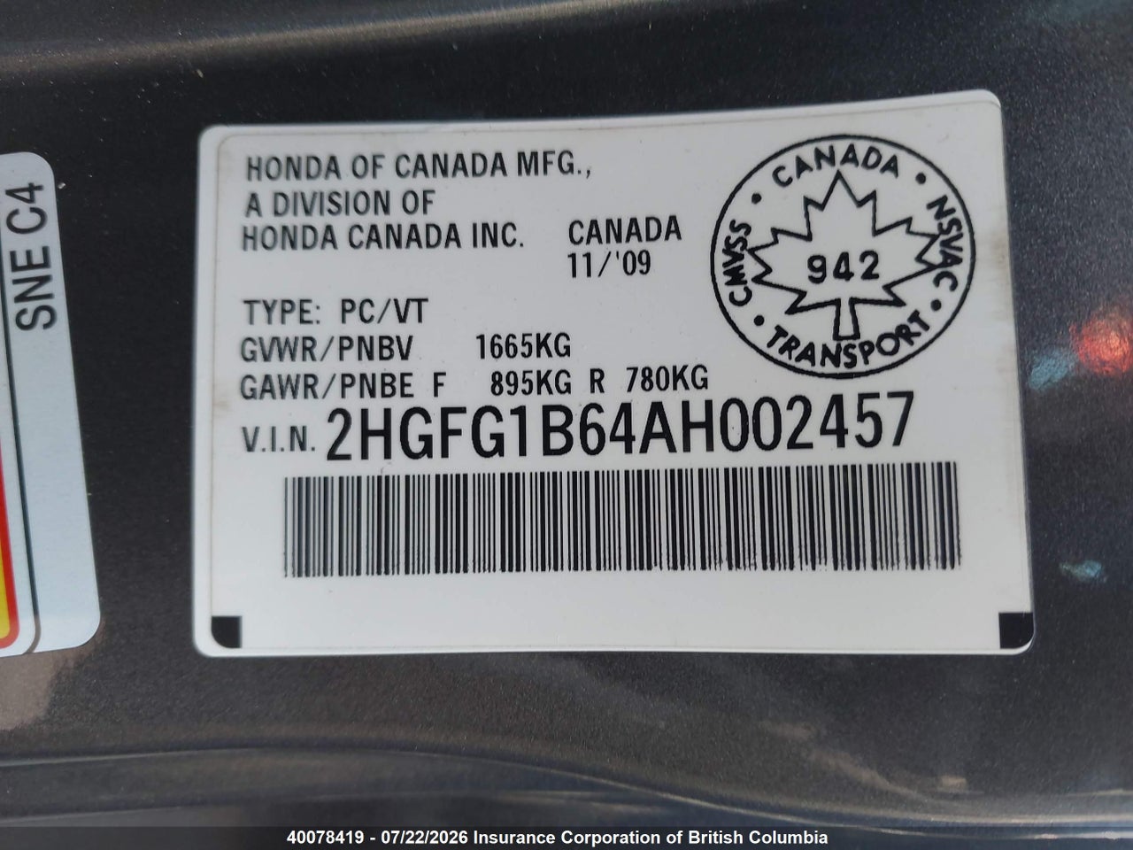 2010 HONDA CIVIC thumbnail 10