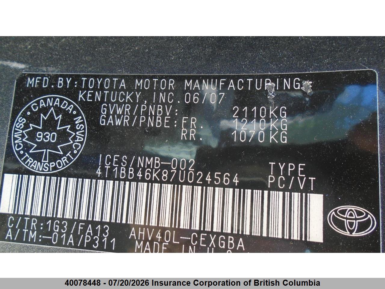 2007 TOYOTA CAMRY thumbnail 6