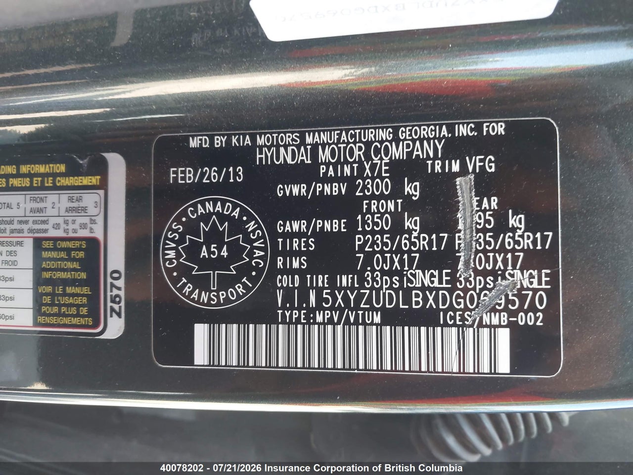 2013 HYUNDAI SANTA FE SPORT thumbnail 10