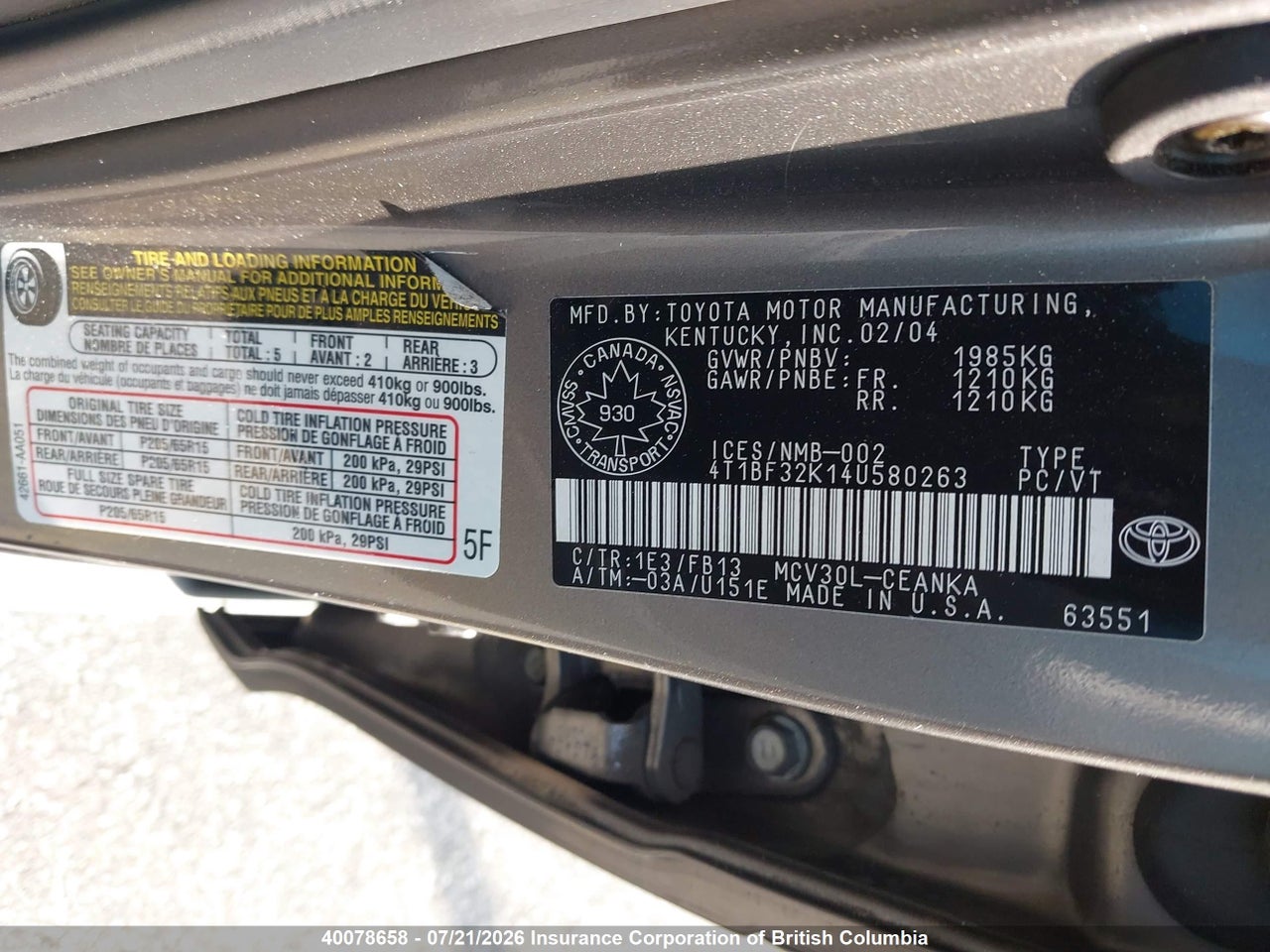 2004 TOYOTA CAMRY thumbnail 10