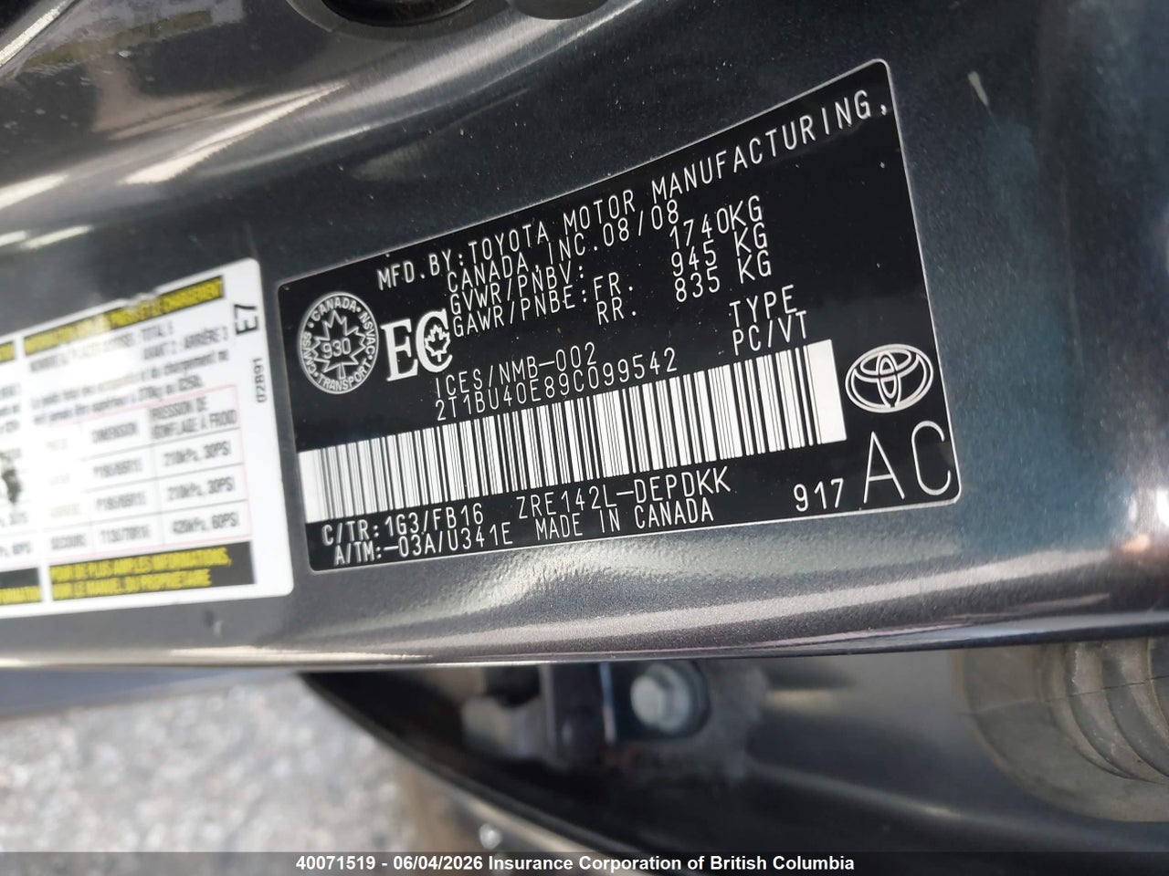 2009 TOYOTA COROLLA S/LE/XLE thumbnail 10