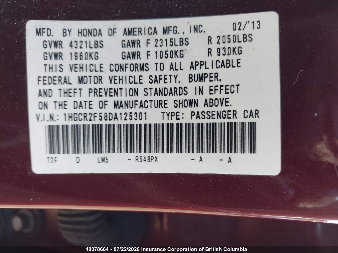 2013 HONDA ACCORD SPORT thumbnail 10