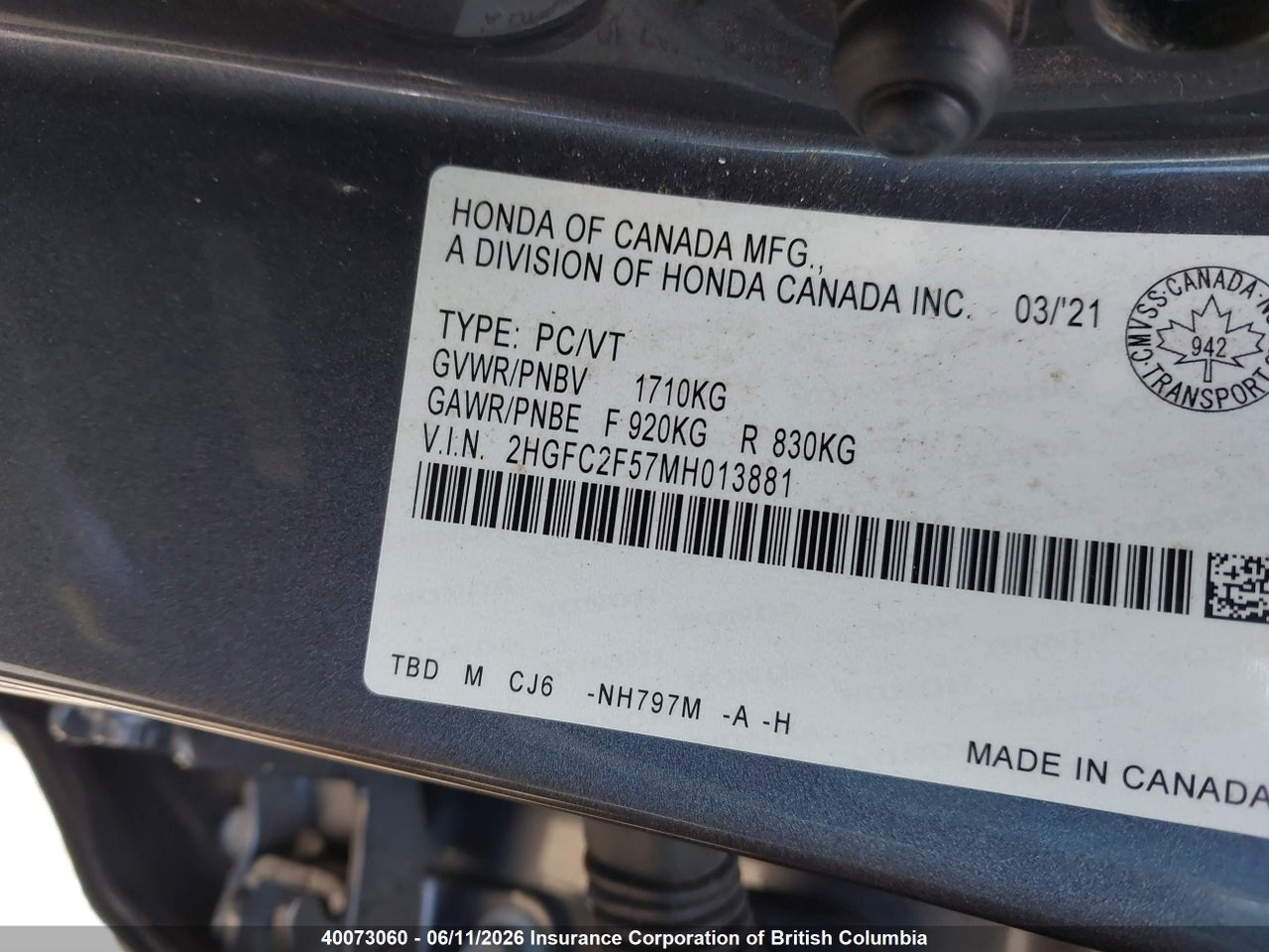 2021 HONDA CIVIC LX thumbnail 10