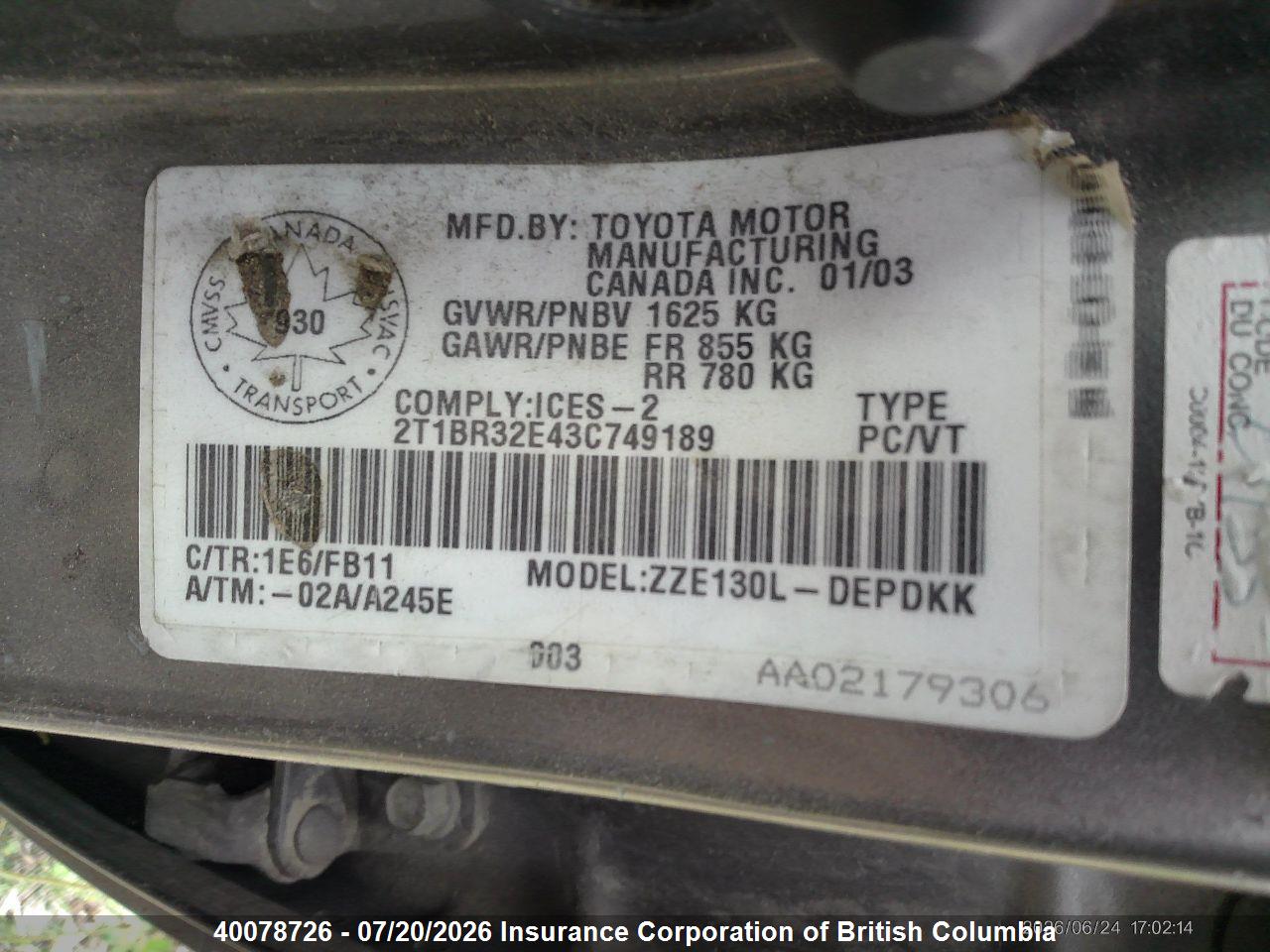 2003 TOYOTA COROLLA CE/LE/S thumbnail 9