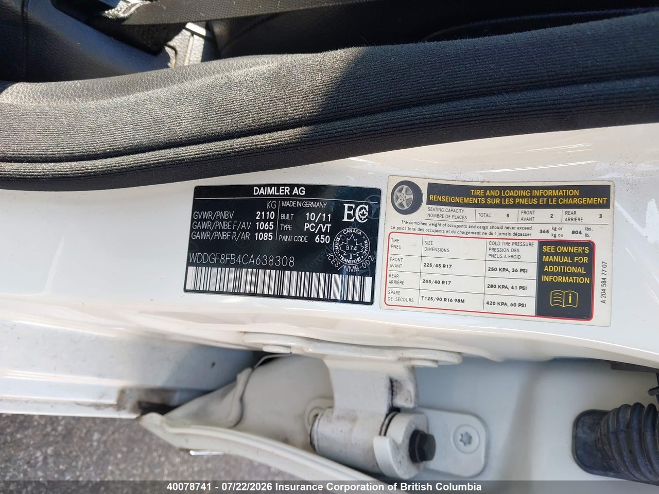 2012 MERCEDES BENZ C 250 4MATIC thumbnail 10