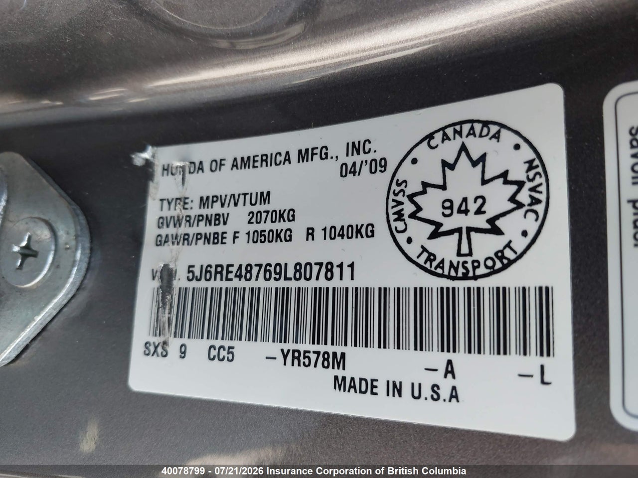 2009 HONDA CR-V thumbnail 10