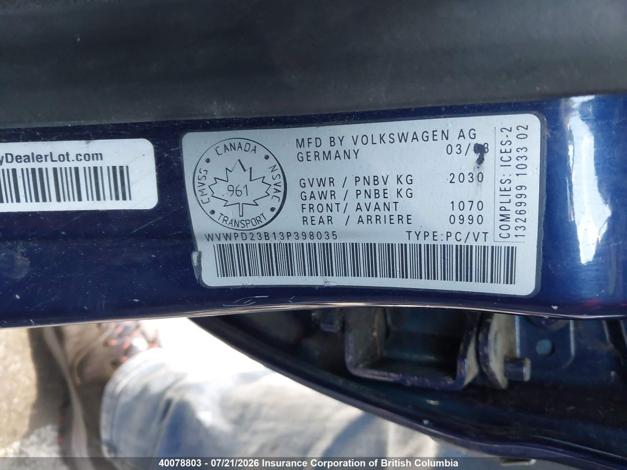 2003 VOLKSWAGEN PASSAT GLS thumbnail 10